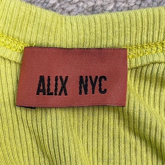 New Alix NYC Paulis Midi Tank Dress Kiwi Lime Green Neon Stretch Rib Knit Sz S - Picture 7 of 11